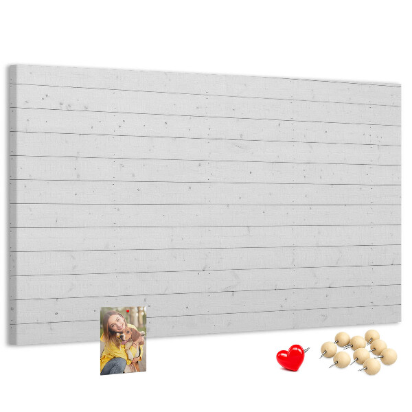 Tablero de anuncios de corcho blanco con marco estilo madera