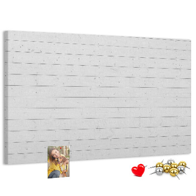 Tablero de anuncios de corcho blanco con marco estilo madera