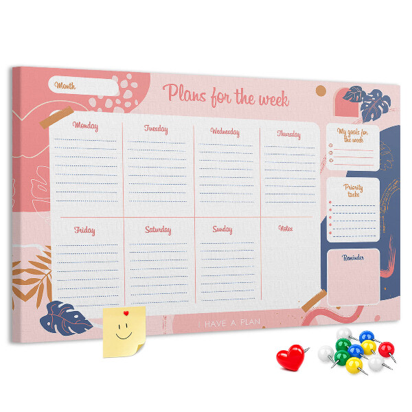 Agenda semanal con diseño de motivos vegetales