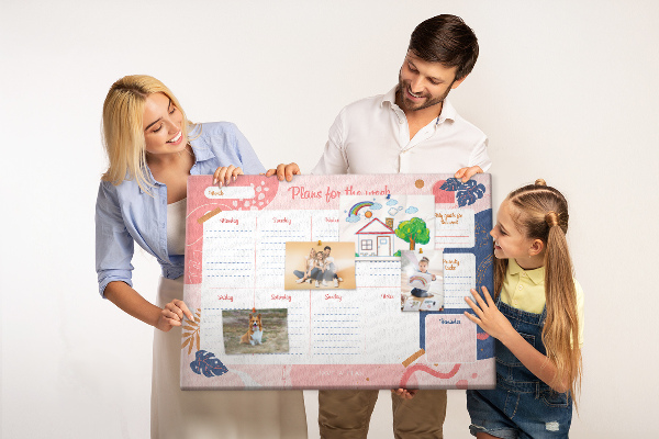 Agenda semanal con diseño de motivos vegetales