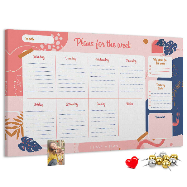 Agenda semanal con diseño de motivos vegetales