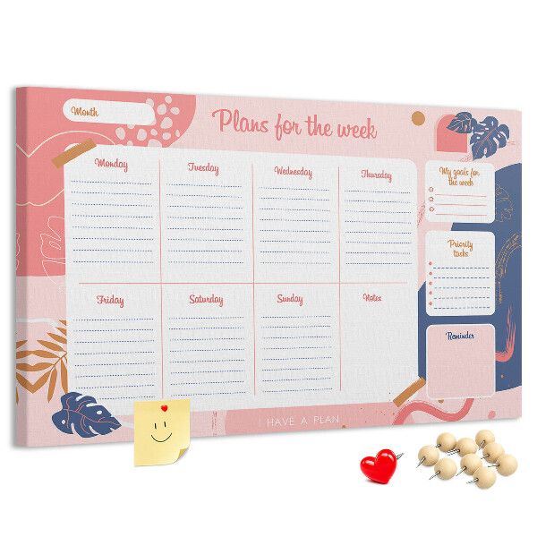 Agenda semanal con diseño de motivos vegetales
