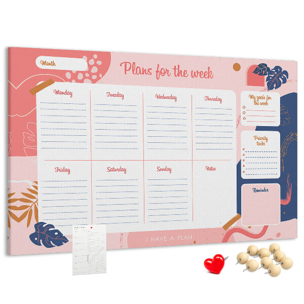 Agenda semanal con diseño de motivos vegetales