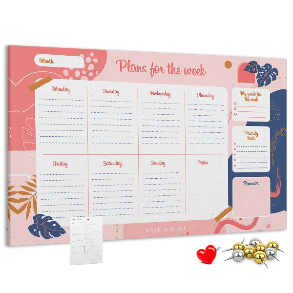 Agenda semanal con diseño de motivos vegetales