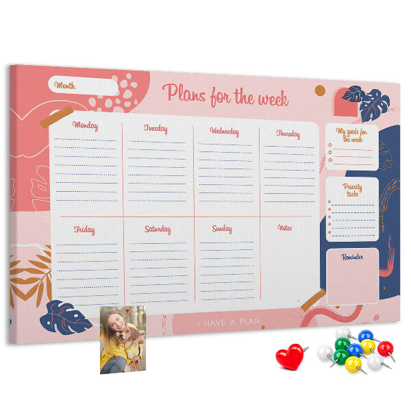 Agenda semanal con diseño de motivos vegetales