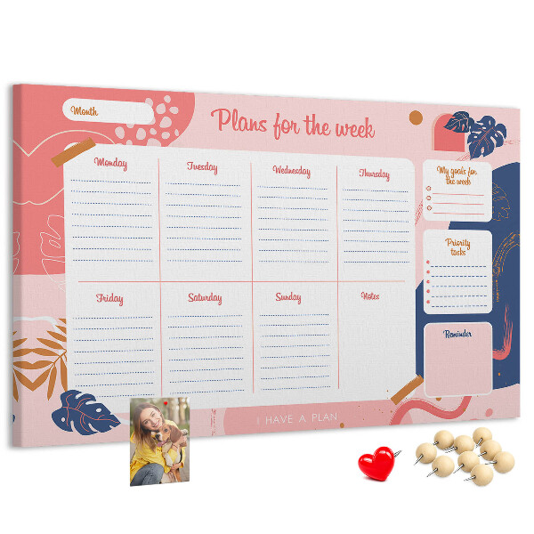 Agenda semanal con diseño de motivos vegetales