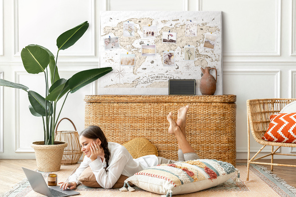 Tablero de corcho decorativo mapa del mundo antiguo con detalles geográficos