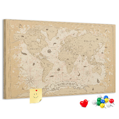 Tablero de anuncios Mapa del mundo antiguo con detalles geográficos