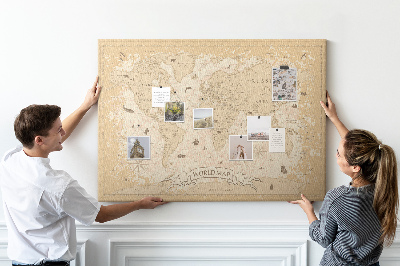 Tablero de anuncios mapa del mundo antiguo con detalles geográficos