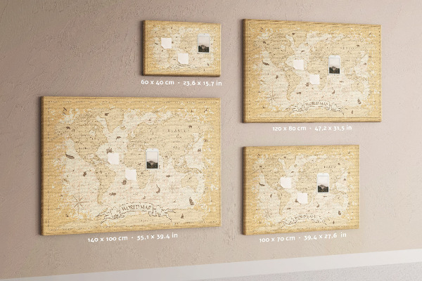Tablero de anuncios mapa del mundo antiguo con detalles geográficos