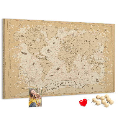 Tablero de anuncios mapa del mundo antiguo con detalles geográficos