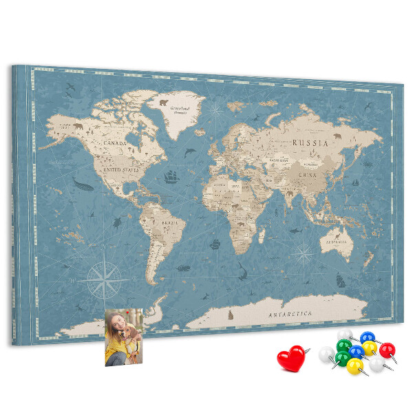 Pizarra de corcho mapa del viejo mundo con fondo delicado