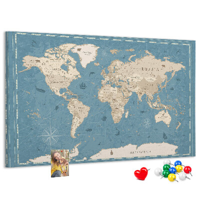 Pizarra de corcho mapa del viejo mundo con fondo delicado