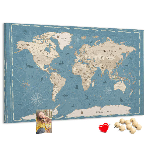 Pizarra de corcho mapa del viejo mundo con fondo delicado