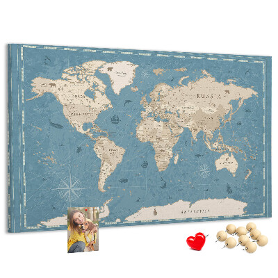 Pizarra de corcho mapa del viejo mundo con fondo delicado