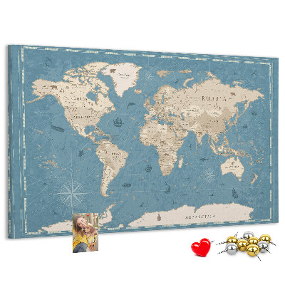Pizarra de corcho mapa del viejo mundo con fondo delicado