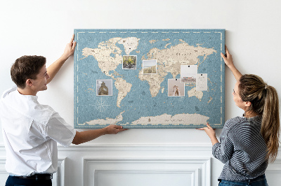 Pizarra de corcho mapa del viejo mundo con fondo delicado