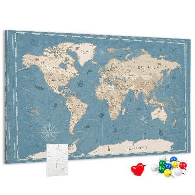 Pizarra de corcho mapa del viejo mundo con fondo delicado