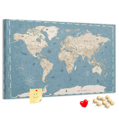 Pizarra de corcho mapa del viejo mundo con fondo delicado