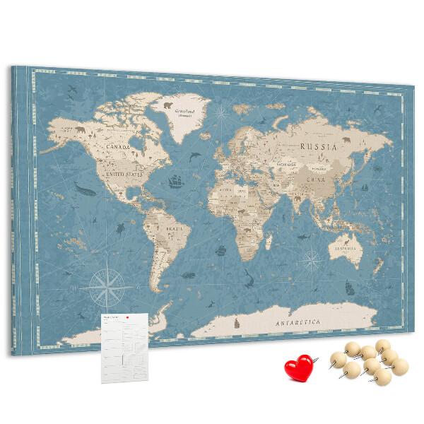 Pizarra de corcho mapa del viejo mundo con fondo delicado