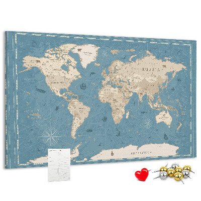 Pizarra de corcho mapa del viejo mundo con fondo delicado