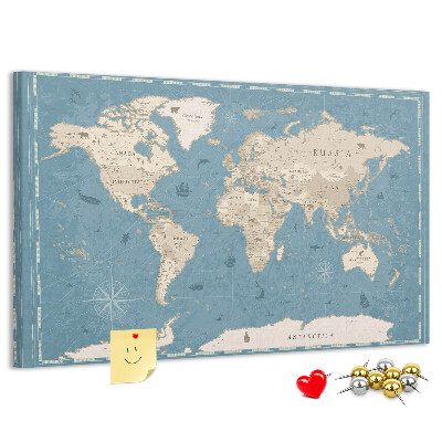 Pizarra de corcho mapa del viejo mundo con fondo delicado