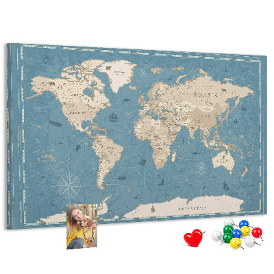 Pizarra de corcho mapa del viejo mundo con fondo delicado