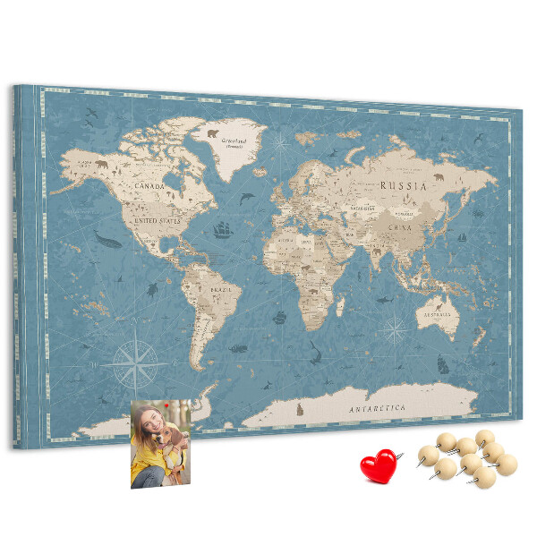 Pizarra de corcho mapa del viejo mundo con fondo delicado