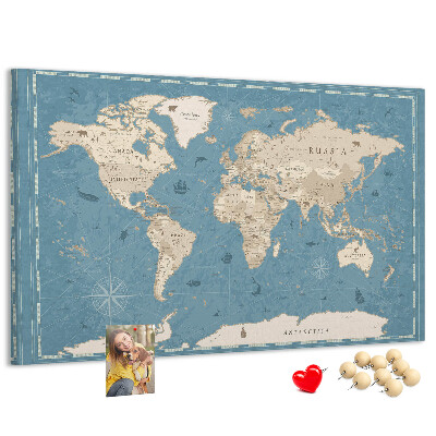 Pizarra de corcho mapa del viejo mundo con fondo delicado