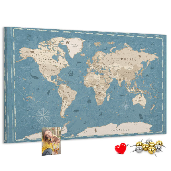 Pizarra de corcho mapa del viejo mundo con fondo delicado