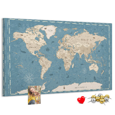 Pizarra de corcho mapa del viejo mundo con fondo delicado