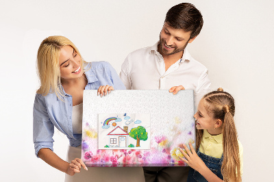 Tablero de corcho decorado con estampado floral en tonos pastel