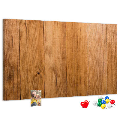Pizarra de corcho con marco de madera y chinchetas de colores