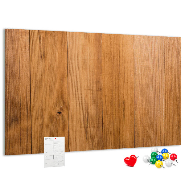 Pizarra de corcho con marco de madera y chinchetas de colores