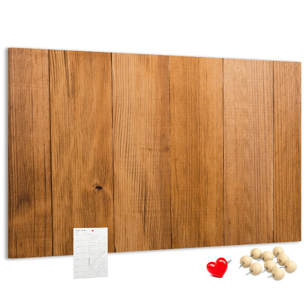 Pizarra de corcho con marco de madera y chinchetas de colores