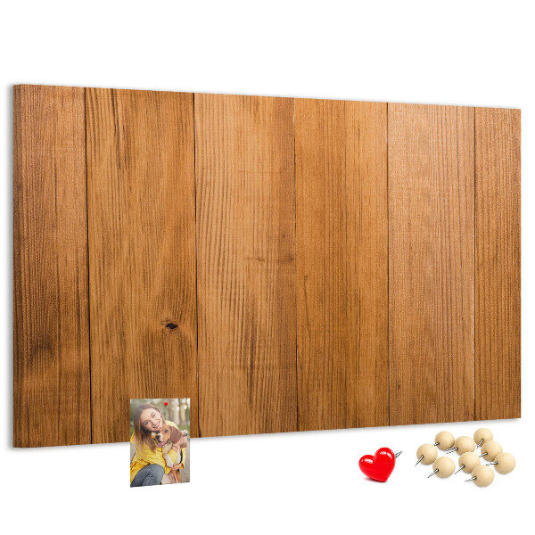 Pizarra de corcho con marco de madera y chinchetas de colores