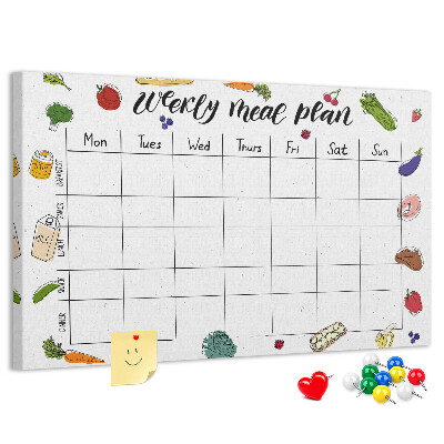 Tablero de corcho decorado Plan de comidas para toda la semana