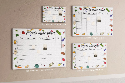 Tablero de corcho decorado para organizar el plan de comidas semanal