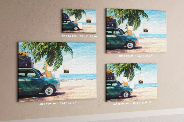 Tablero de anuncios diseño de viaje de vacaciones a la costa en coche