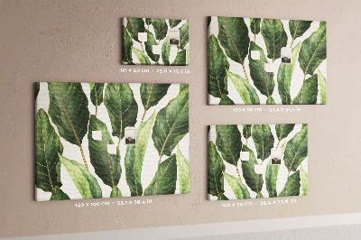 Tablero de anuncios diseño de hojas tropicales en tonos verdes