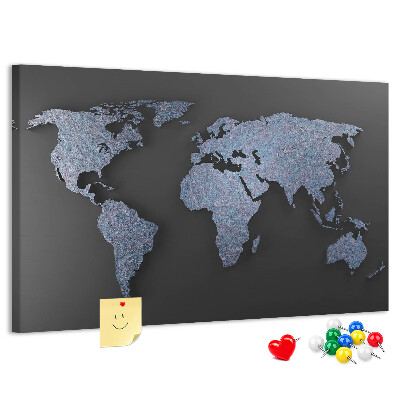 Tablero de anuncios Mapa del mundo en tonos azules.