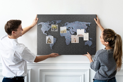 Tablero de anuncios mapa del mundo en tonos azules
