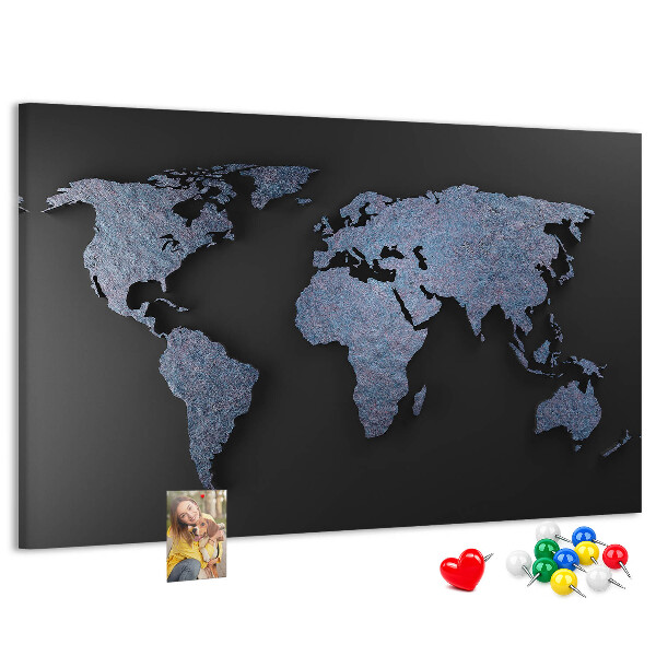 Tablero de anuncios mapa del mundo en tonos azules