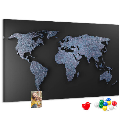 Tablero de anuncios mapa del mundo en tonos azules