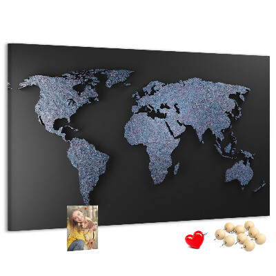 Tablero de anuncios mapa del mundo en tonos azules