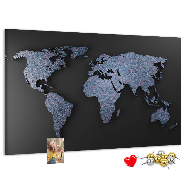 Tablero de anuncios mapa del mundo en tonos azules