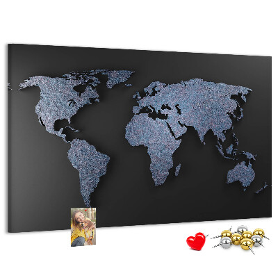 Tablero de anuncios mapa del mundo en tonos azules