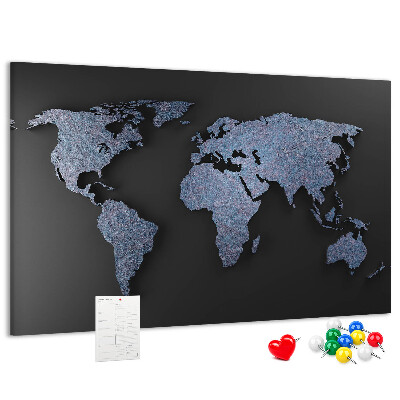Tablero de anuncios mapa del mundo en tonos azules