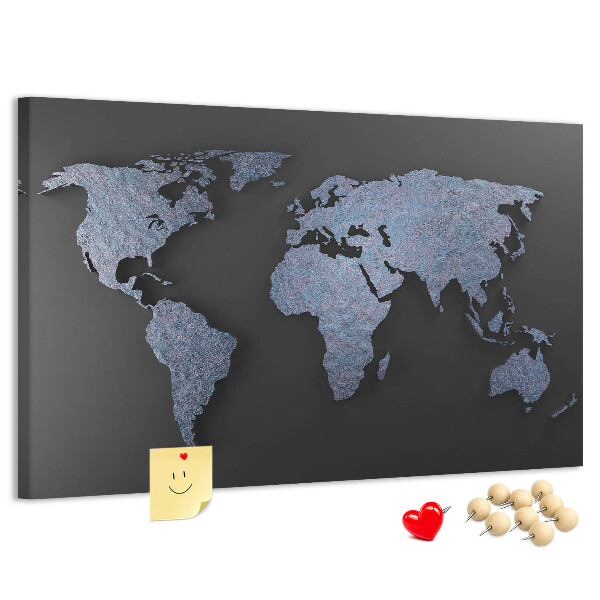 Tablero de anuncios mapa del mundo en tonos azules