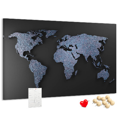 Tablero de anuncios mapa del mundo en tonos azules